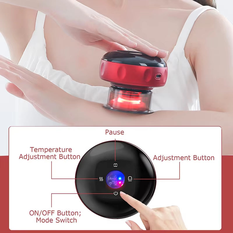 Smart Electric Cupping Massage Device – Heating & Suction Body Scraping Therapy for Back, Neck & Arm Relief