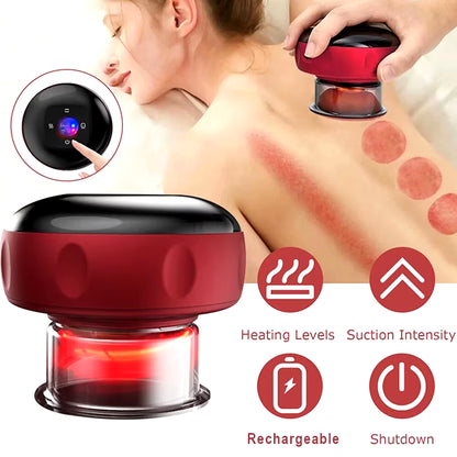 Smart Electric Cupping Massage Device – Heating & Suction Body Scraping Therapy for Back, Neck & Arm Relief