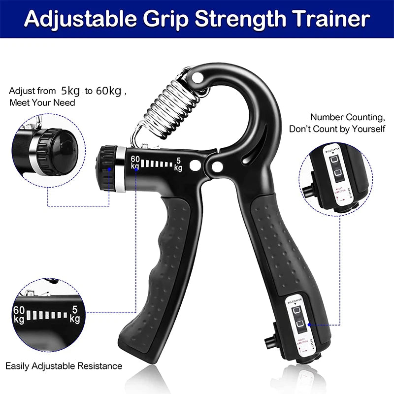 5-60kg Adjustable Hand Grip Strengthener with Counter – Premium Wrist, Forearm & Hand Exerciser for Muscle Building