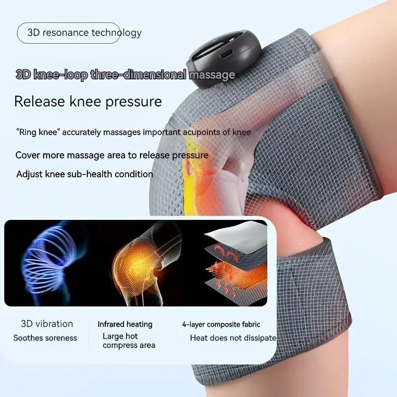 3-in-1 Heated Massager Brace for Knee, Elbow & Shoulder – Adjustable Vibration & Heat Therapy for Pain Relief